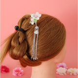 Maxbell Retro Hairpin Chinese Hair Stick Vintage Long Tassel Floral Headwear White