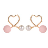 Maxbell Cross Peach Heart Faux Pearl Sweet Style Stud Earrings Women Jewelry Gold