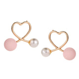 Maxbell Cross Peach Heart Faux Pearl Sweet Style Stud Earrings Women Jewelry Gold