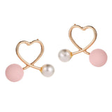 Maxbell Cross Peach Heart Faux Pearl Sweet Style Stud Earrings Women Jewelry Gold