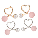 Maxbell Cross Peach Heart Faux Pearl Sweet Style Stud Earrings Women Jewelry Gold