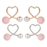 Maxbell Cross Peach Heart Faux Pearl Sweet Style Stud Earrings Women Jewelry Gold