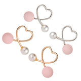 Maxbell Cross Peach Heart Faux Pearl Sweet Style Stud Earrings Women Jewelry Gold