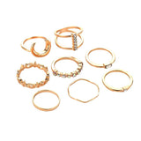 Maxbell Bohemian Vintage Crystal Knuckle Ring Set Finger Rings Punk Rings 8 Pieces