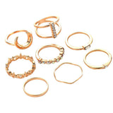 Maxbell Bohemian Vintage Crystal Knuckle Ring Set Finger Rings Punk Rings 8 Pieces