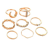 Maxbell Bohemian Vintage Crystal Knuckle Ring Set Finger Rings Punk Rings 8 Pieces