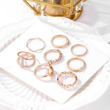 Maxbell Bohemian Vintage Crystal Knuckle Ring Set Finger Rings Punk Rings 8 Pieces