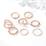 Maxbell Bohemian Vintage Crystal Knuckle Ring Set Finger Rings Punk Rings 8 Pieces