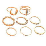 Maxbell Bohemian Vintage Crystal Knuckle Ring Set Finger Rings Punk Rings 8 Pieces