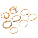 Maxbell Bohemian Vintage Crystal Knuckle Ring Set Finger Rings Punk Rings 8 Pieces