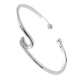 Maxbell Simple Ocean Wave Bangle Open Cuff Beach Bracelet Sea Jewelry Gifts  Silver