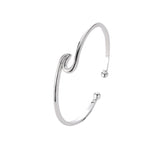 Maxbell Simple Ocean Wave Bangle Open Cuff Beach Bracelet Sea Jewelry Gifts  Silver