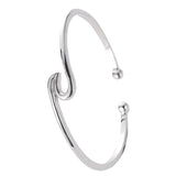 Maxbell Simple Ocean Wave Bangle Open Cuff Beach Bracelet Sea Jewelry Gifts  Silver