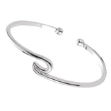 Maxbell Simple Ocean Wave Bangle Open Cuff Beach Bracelet Sea Jewelry Gifts  Silver