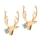 Maxbell Christmas Reindeer Elk Stud Earrings for Women Girls Crystal Jewelry Gold