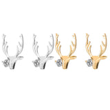 Maxbell Christmas Reindeer Elk Stud Earrings for Women Girls Crystal Jewelry Gold