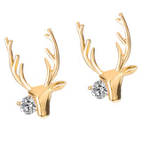 Maxbell Christmas Reindeer Elk Stud Earrings for Women Girls Crystal Jewelry Gold