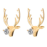 Maxbell Christmas Reindeer Elk Stud Earrings for Women Girls Crystal Jewelry Gold