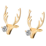 Maxbell Christmas Reindeer Elk Stud Earrings for Women Girls Crystal Jewelry Gold