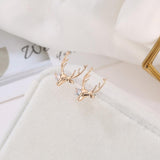 Maxbell Christmas Reindeer Elk Stud Earrings for Women Girls Crystal Jewelry Gold