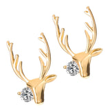 Maxbell Christmas Reindeer Elk Stud Earrings for Women Girls Crystal Jewelry Gold