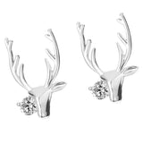 Maxbell Christmas Reindeer Elk Stud Earrings for Women Girls Crystal Jewelry Silver