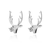 Maxbell Christmas Reindeer Elk Stud Earrings for Women Girls Crystal Jewelry Silver