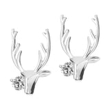 Maxbell Christmas Reindeer Elk Stud Earrings for Women Girls Crystal Jewelry Silver