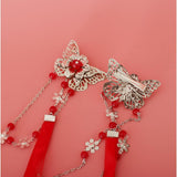 Maxbell Ancient Traditional Chinese Hair Clip Bridal Wedding Head Jewellery Red