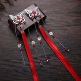 Maxbell Ancient Traditional Chinese Hair Clip Bridal Wedding Head Jewellery Red