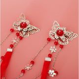 Maxbell Ancient Traditional Chinese Hair Clip Bridal Wedding Head Jewellery Red
