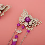 Maxbell Ancient Traditional Chinese Hair Clip Bridal Wedding Head Jewellery Purple