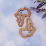 Maxbell Exaggerate Geometric African Map Cross Wooden Dangle Earrings Light Coffee