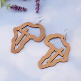Maxbell Exaggerate Geometric African Map Cross Wooden Dangle Earrings Light Coffee