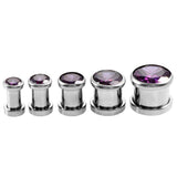 Maxbell Stainless Steel Zirconia Screw Tunnels Ear Stretcher Plugs Piercing 4mm