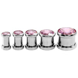 Maxbell Stainless Steel Zirconia Screw Tunnels Ear Stretcher Plugs Piercing 4mm