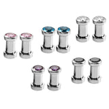 Maxbell Stainless Steel Zirconia Screw Tunnels Ear Stretcher Plugs Piercing 4mm