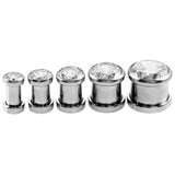 Maxbell Stainless Steel Zirconia Screw Tunnels Ear Stretcher Plugs Piercing 4mm