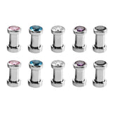 Maxbell Stainless Steel Zirconia Screw Tunnels Ear Stretcher Plugs Piercing 4mm