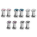 Maxbell Stainless Steel Zirconia Screw Tunnels Ear Stretcher Plugs Piercing 4mm