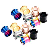 Maxbell 6 Pairs Stainless Steel Ear Gauges Stretching Tunnel Plugs Piercing 5mm