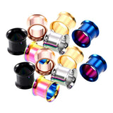 Maxbell 6 Pairs Stainless Steel Ear Gauges Stretching Tunnel Plugs Piercing 6mm