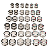 Maxbell 6pcs Rhinestone Stainless Steel Screw Ear Gauges Plugs Tunnels Expander 6mm