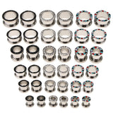 Maxbell 6pcs Rhinestone Stainless Steel Screw Ear Gauges Plugs Tunnels Expander 6mm