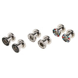 Maxbell 6pcs Rhinestone Stainless Steel Screw Ear Gauges Plugs Tunnels Expander 6mm