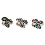 Maxbell 6pcs Rhinestone Stainless Steel Screw Ear Gauges Plugs Tunnels Expander 6mm