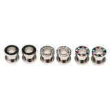 Maxbell 6pcs Rhinestone Stainless Steel Screw Ear Gauges Plugs Tunnels Expander 8mm