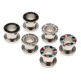 Maxbell 6pcs Rhinestone Stainless Steel Screw Ear Gauges Plugs Tunnels Expander 8mm