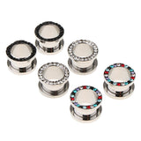 Maxbell 6pcs Rhinestone Stainless Steel Screw Ear Gauges Plugs Tunnels Expander 12mm