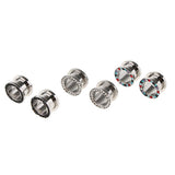 Maxbell 6pcs Rhinestone Stainless Steel Screw Ear Gauges Plugs Tunnels Expander 12mm
